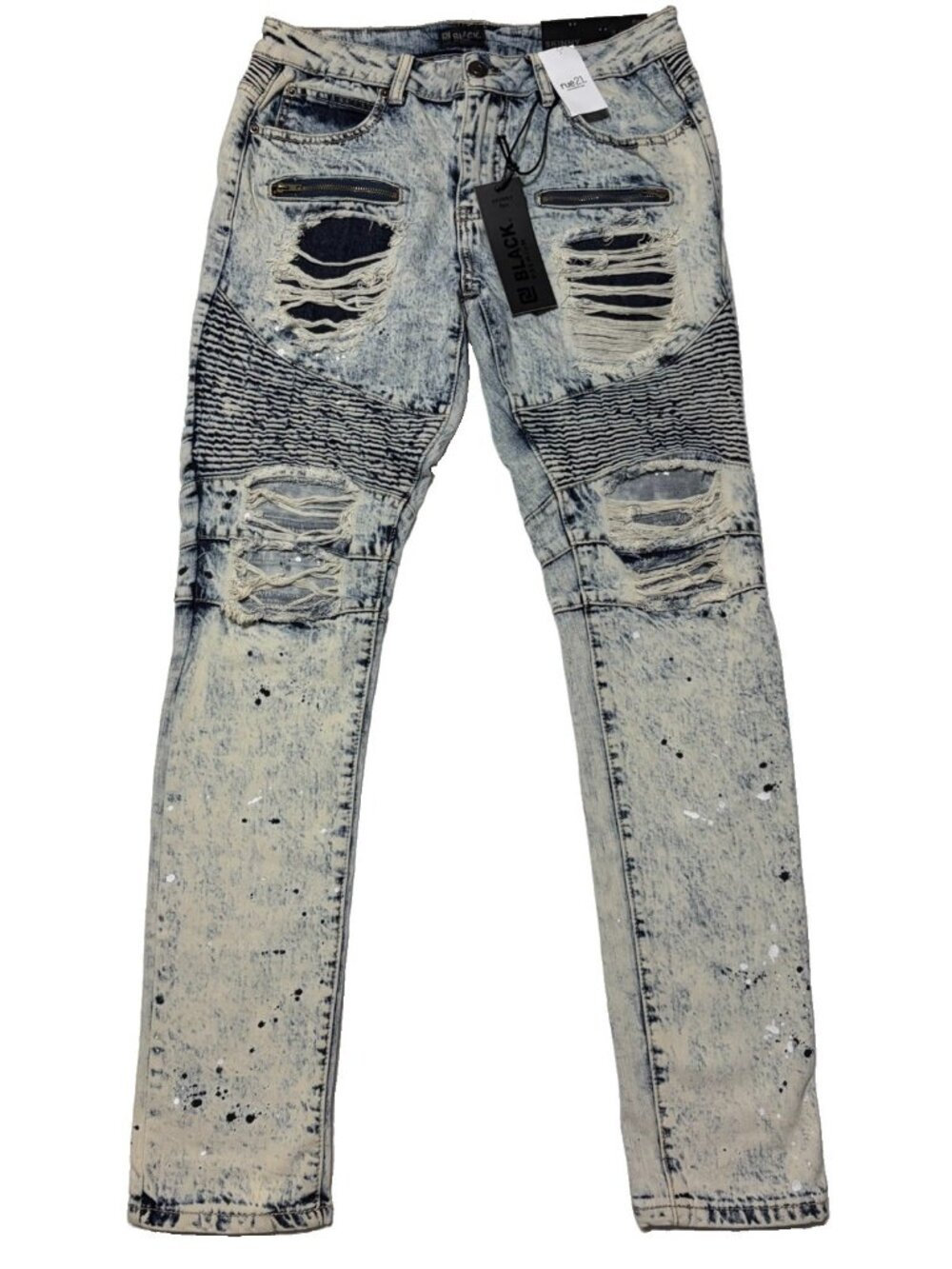 Rue 21 Black Premium Men's Skinny Flex Light Wash Distressed Jeans - Size 34x34